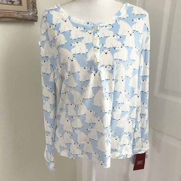 Target Polar Bear Holiday Matching Family Pajama Top Wondershop™ Blue Large - Picture 4 of 9